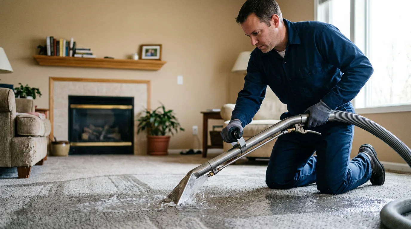 Water damage restoration technician working near Spokane, MO